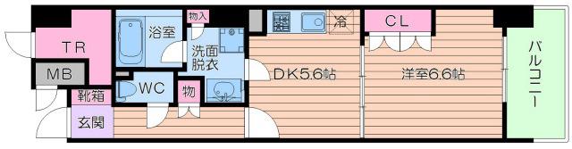 エル・セレーノ上本町レジデンス(1DK/2階)の間取り写真