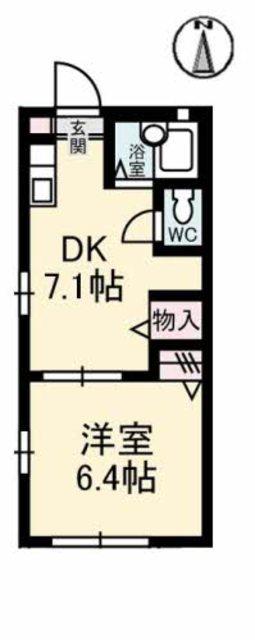 とさでん交通伊野線 上町二丁目駅 徒歩14分 2階建 築30年(1DK/1階)の間取り写真