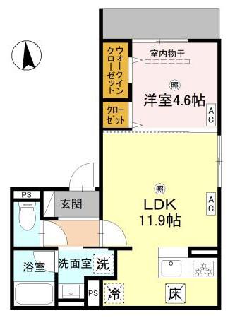 FLEUR長居2丁目(1LDK/2階)の間取り写真