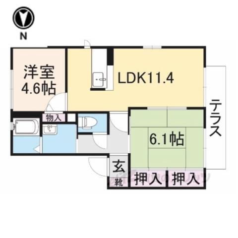 ライン大和(2LDK/1階)の間取り写真