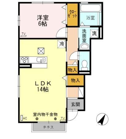 VOSGES(1LDK/1階)の間取り写真