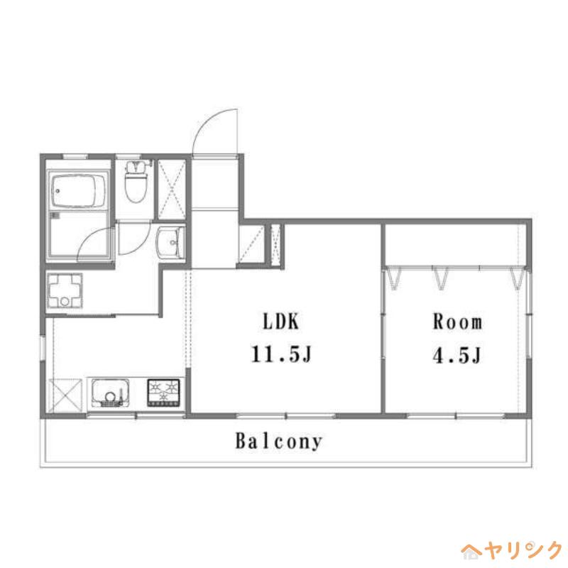 レジデンス川中(1LDK/4階)の間取り写真