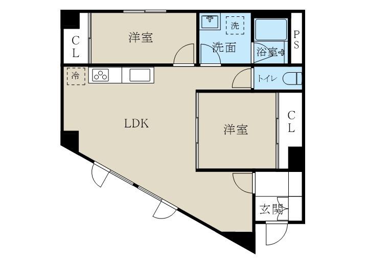 ピオニーヒルズ(2LDK/2階)の間取り写真