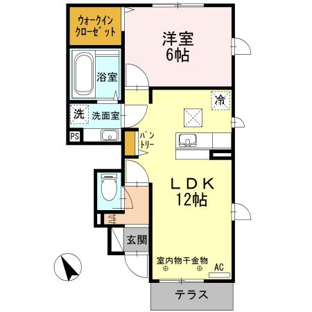 グリーンフィールド(1LDK/1階)の間取り写真