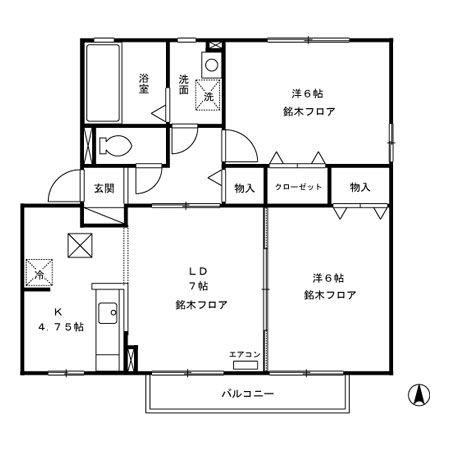 リビングタウン一番館 A/B/C(2LDK/1階)の間取り写真
