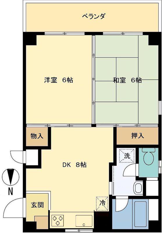 アルス中央林間(2DK/1階)の間取り写真