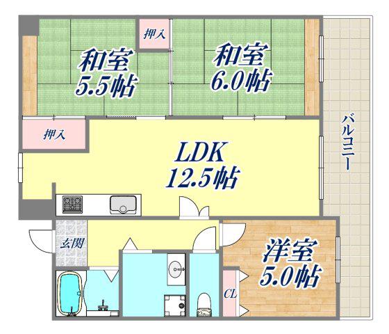 サンジェラン(3LDK/4階)の間取り写真