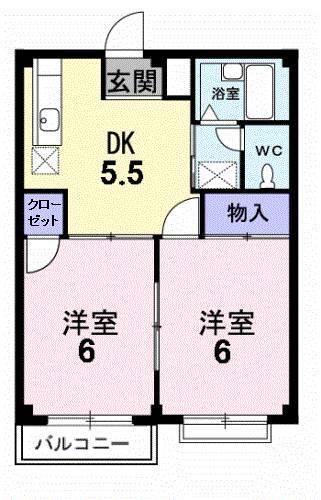 エルシャトウ吉備I(2K/2階)の間取り写真