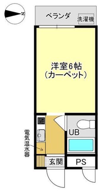 多摩都市モノレール 立川南駅 徒歩4分 4階建 築40年(1K/2階)の間取り写真