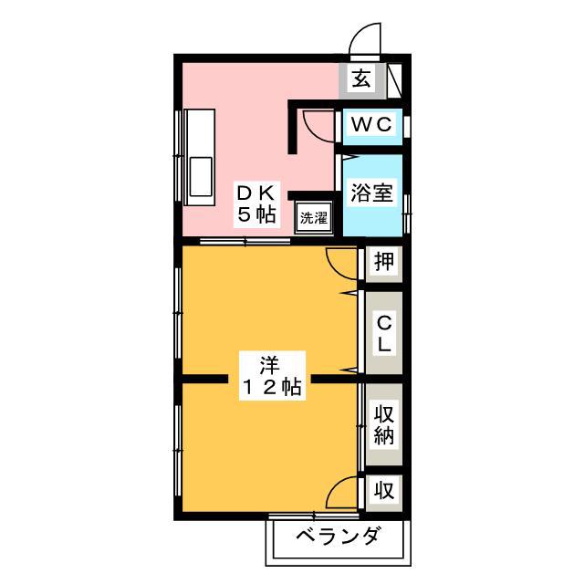 マンション青山(1DK/2階)の間取り写真