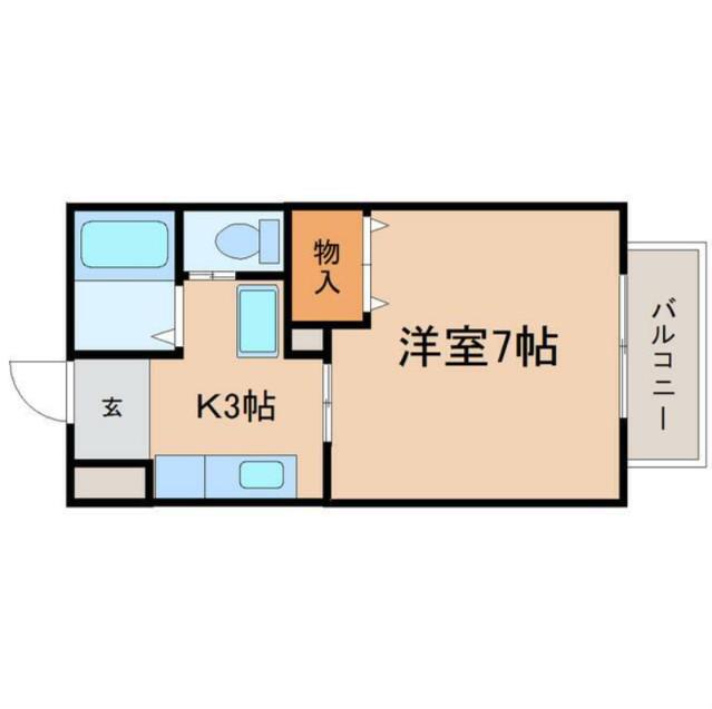 ニューパークIV B(1K/1階)の間取り写真