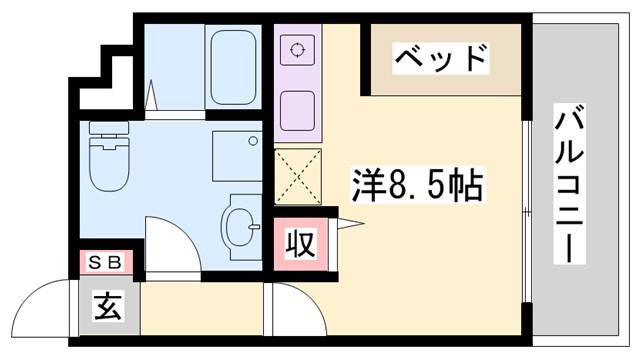 プライム英賀保(ワンルーム/6階)の間取り写真
