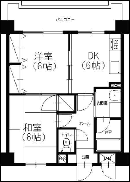 アミッドグリーン大濠弐番館(2DK/2階)の間取り写真