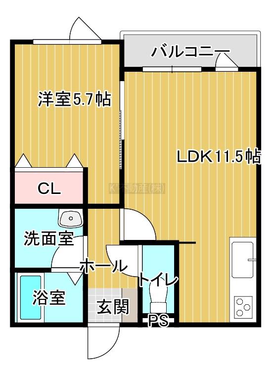BLUE DOT(1LDK/3階)の間取り写真