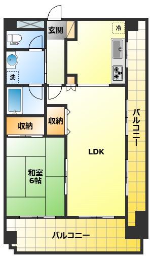 プラティーク新丸子(1LDK/6階)の間取り写真