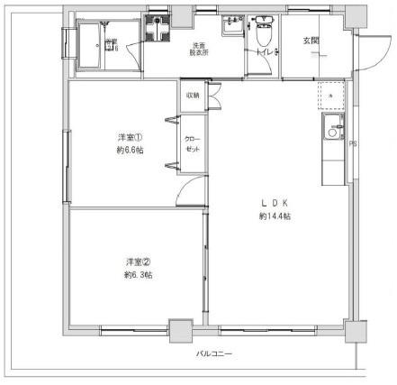 RIVERSIDE西早稲田(2LDK/4階)の間取り写真