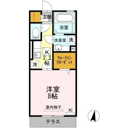 スペリオーレ・D307熊本駅(1K/1階)の間取り写真