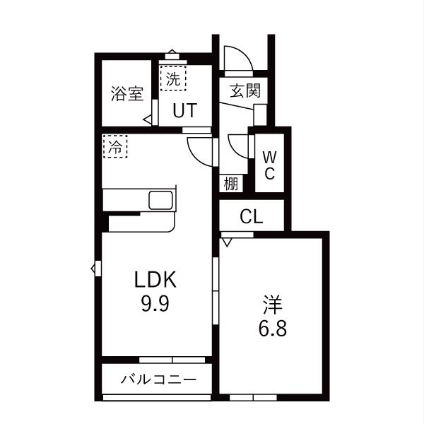 アルバトロス吉岡(1LDK/1階)の間取り写真