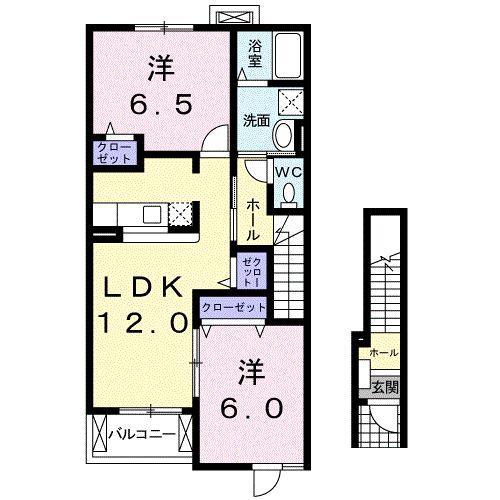 エクセレントプレイス(2LDK/2階)の間取り写真