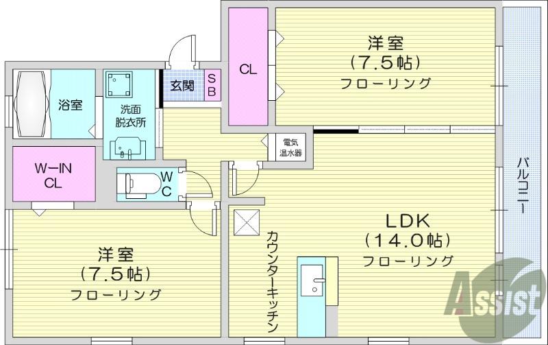 りあんコート(2LDK/2階)の間取り写真