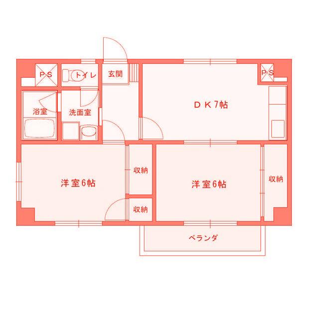 シャトー野比(2DK/3階)の間取り写真