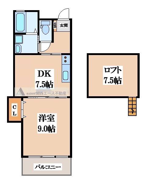 ブランヴェール(1DK/3階)の間取り写真