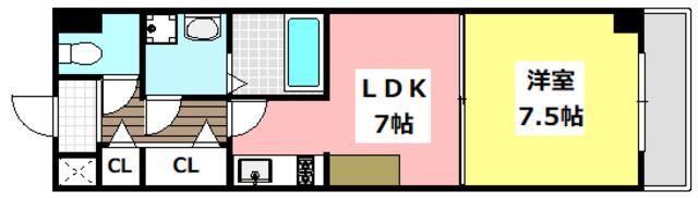 センターポイント吉志部(1DK/1階)の間取り写真