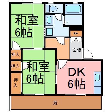 ディアス晴丘(2DK/1階)の間取り写真