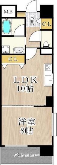 CITY SPIRE桜川I(1LDK/6階)の間取り写真