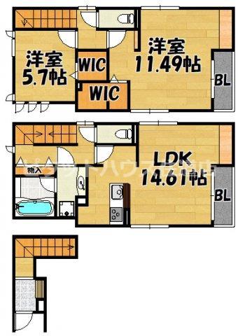 フォーチュンブランチII(2LDK/1階)の間取り写真