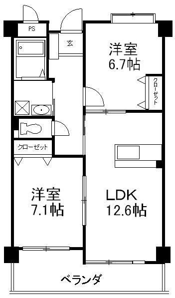 第5元木ビル(3LDK/2階)の間取り写真