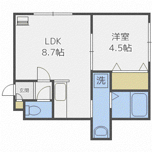 スマニア(1LDK/3階)の間取り写真