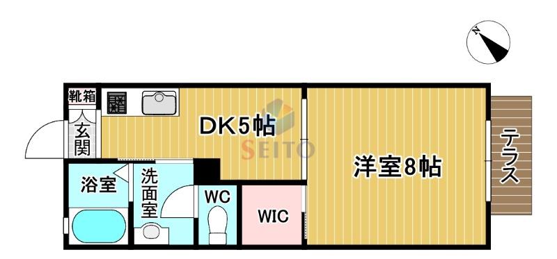 ディアコート豊中III(1DK/1階)の間取り写真