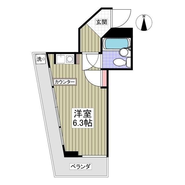エクセル草加5(ワンルーム/2階)の間取り写真