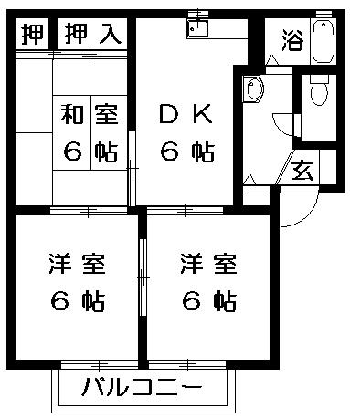 エスポアール北豊中(3DK/2階)の間取り写真