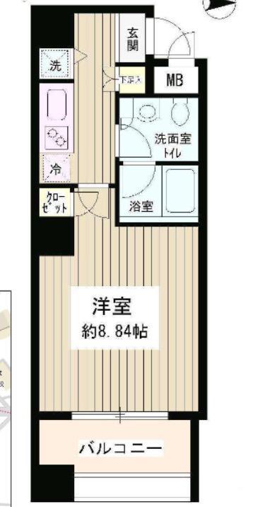 スカイパーク御苑203号(1K/2階)の間取り写真