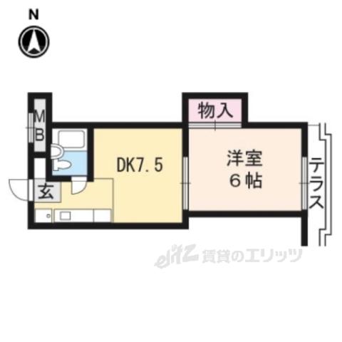 CREST(1DK/1階)の間取り写真