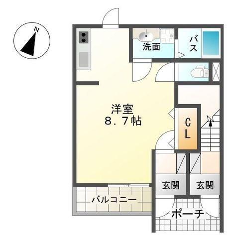 サン アルチェB(1K/1階)の間取り写真
