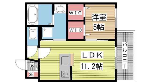 メゾン六甲II(1LDK/1階)の間取り写真
