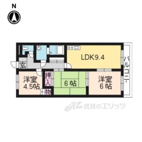 ハイツ北尾 弐番館(3LDK/1階)の間取り写真