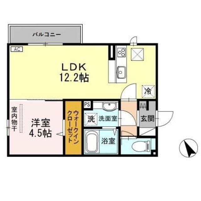 プリムヴェールイースト(1LDK/1階)の間取り写真