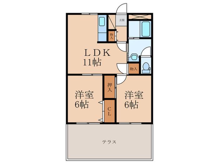 ルミナス中吉田(2LDK/1階)の間取り写真