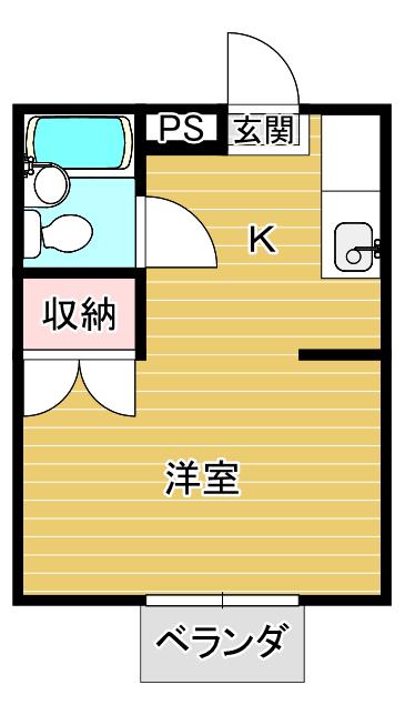 金沢ハイツ(ワンルーム/1階)の間取り写真