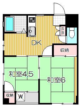コーポ遠藤(2DK/3階)の間取り写真