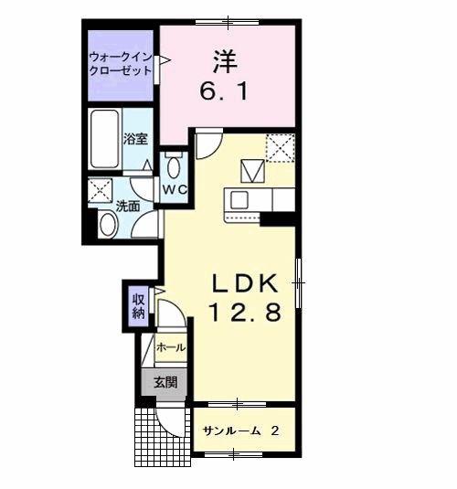 ルミエール(1LDK/1階)の間取り写真