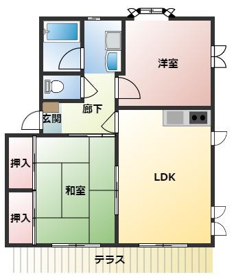 三井グリーンハイツエクセレント(2LDK/1階)の間取り写真