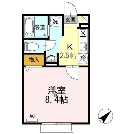 センターロードB棟(1K/2階)の間取り写真
