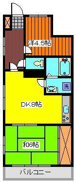 クレスト南浦和 二番館(2DK/2階)の間取り写真