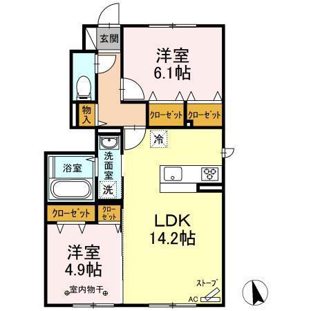 ガレンド(2LDK/1階)の間取り写真