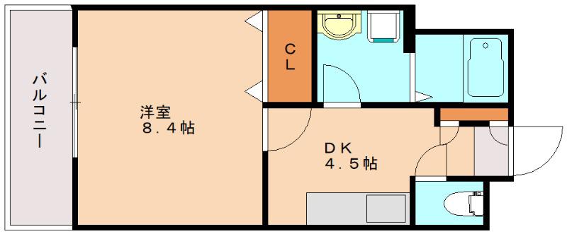 クリーク小戸(1DK/3階)の間取り写真